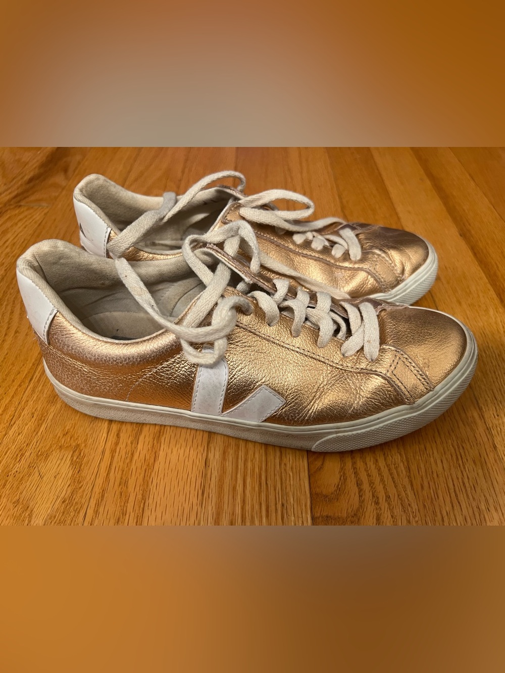 Veja Esplar sneakers in a rose gold metallic leather finish shoes